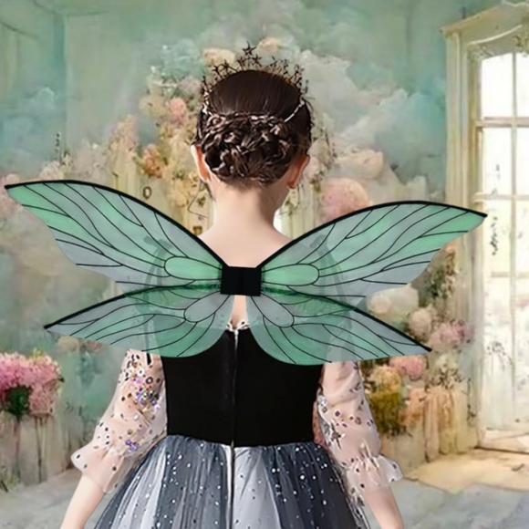 Fairy Wings for Girls, Halloween Dark Fairy Wings Cosplay Sparkly Sheer Wings, - Picture 1 of 5